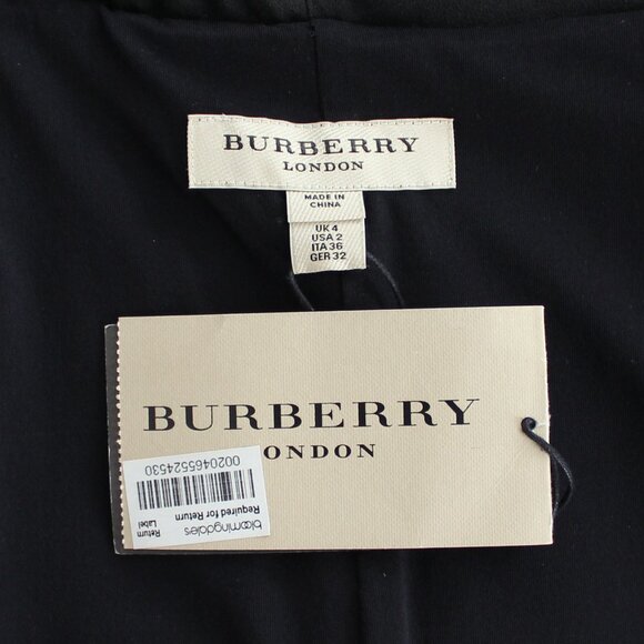 NEW & Authentic Burberry London Lace Back Blouson Classic Black Dress, Size US 2 - Picture 13 of 16